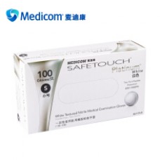 Medicom麦迪康 1174D高弹性医用一次性丁腈无粉医疗实验室工业科研家务清洁手套白色 中大号 100只/盒